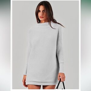 Gray Cowl Neck Sweater Dress